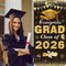 Class of 2026 Graduation Door Cover - Black & Gold Congrats Grad Backdrop - Extra Large Fabric Front Door Banner - Hanging Porch Sign Decor for Indoor & Outdoor 2026 Party Supplies